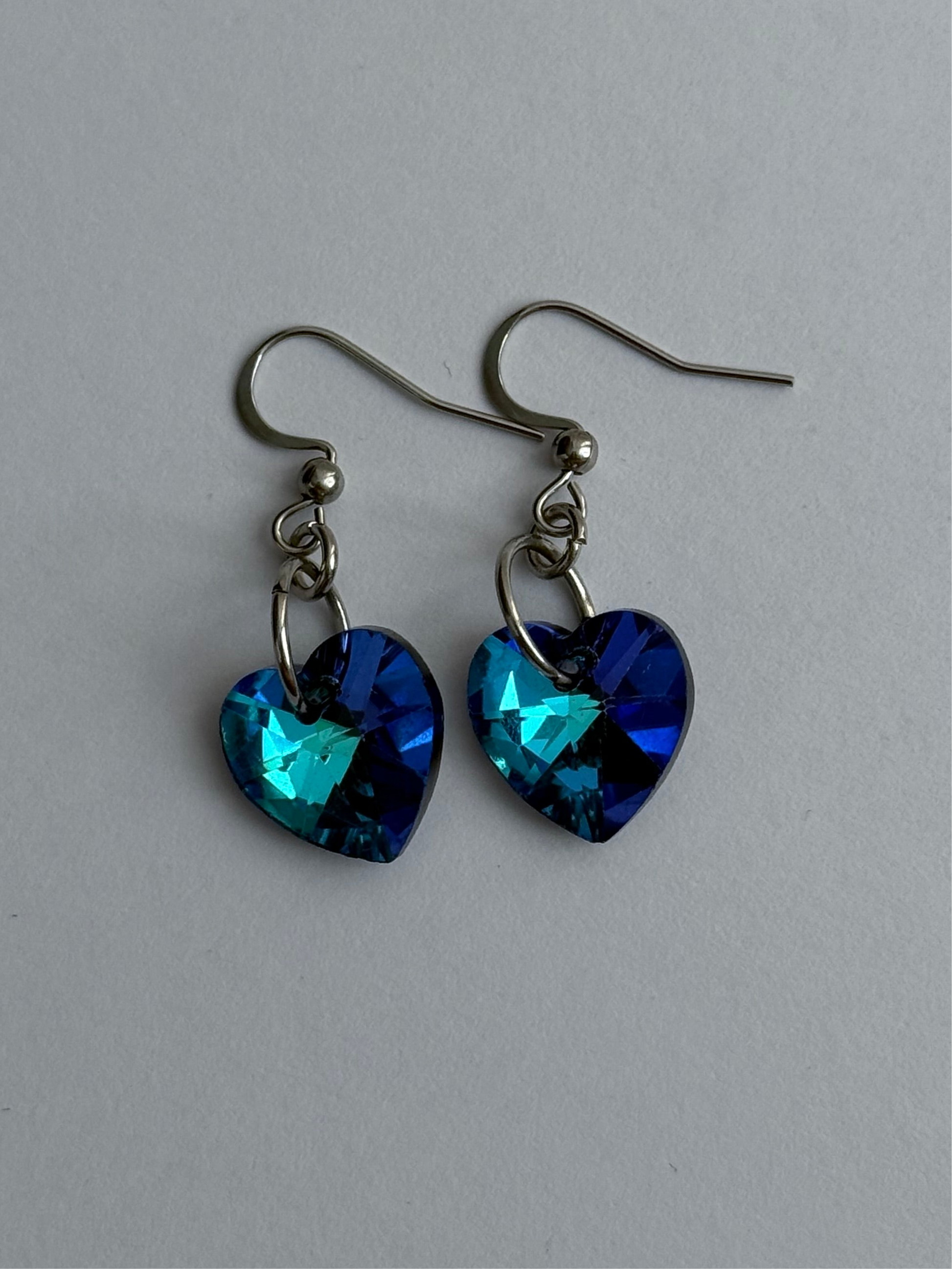 Royal Blue Heart Earrings