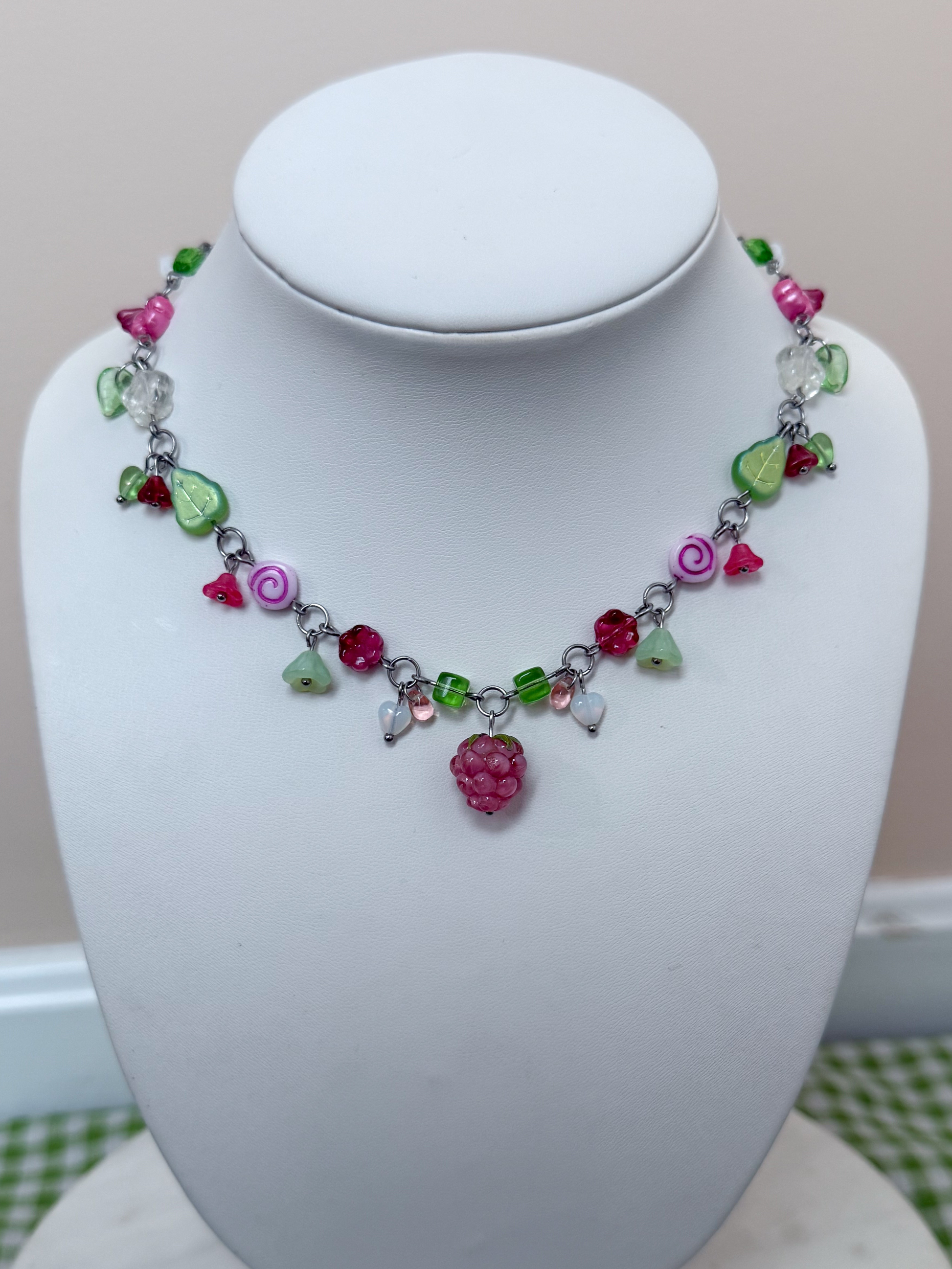 Raspberry Torte Necklace
