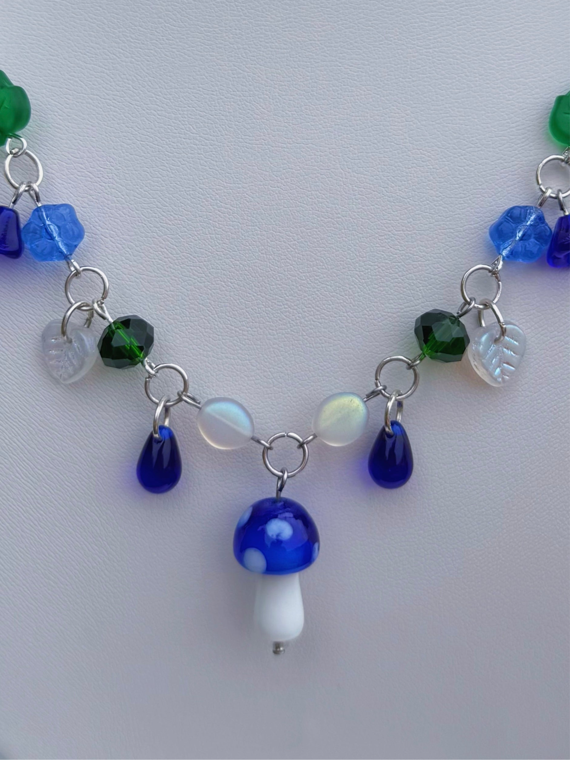 Dark Blue Mushroom Necklace