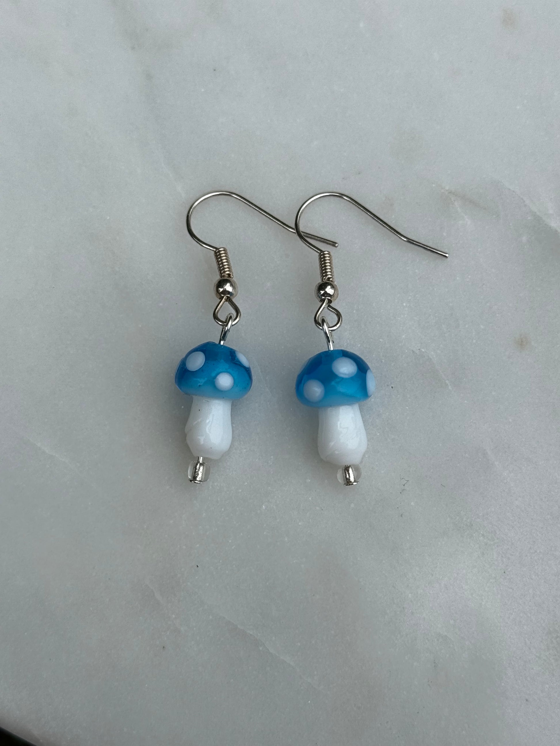 Blue Mushroom Earrings