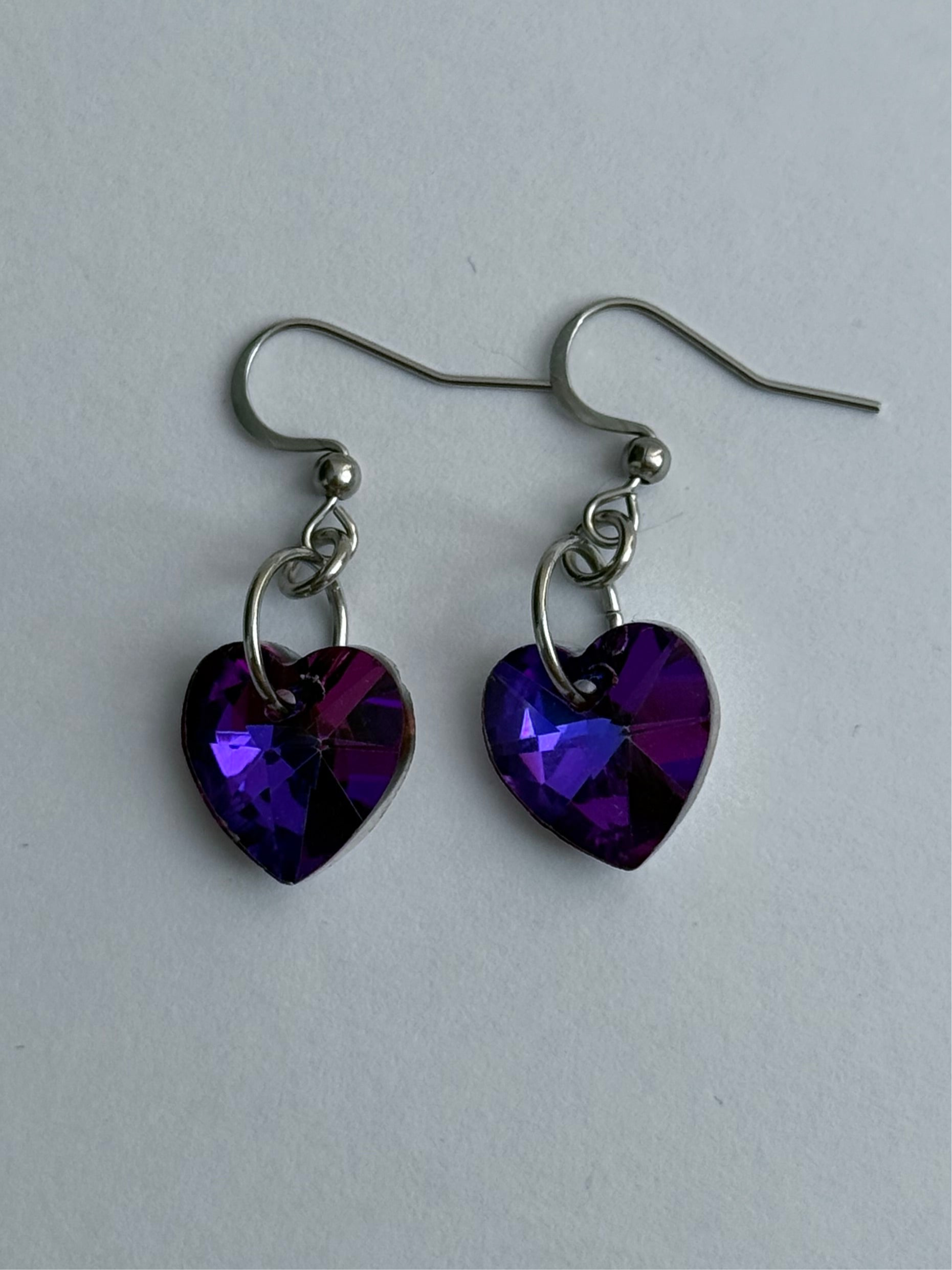 Purple Heart Earrings