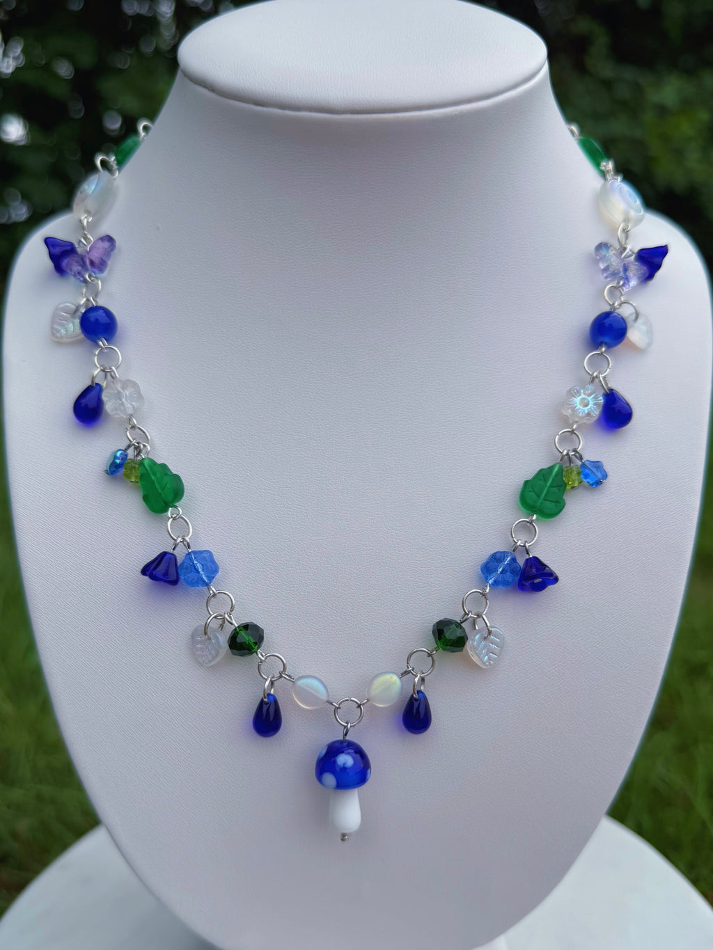 Dark Blue Mushroom Necklace