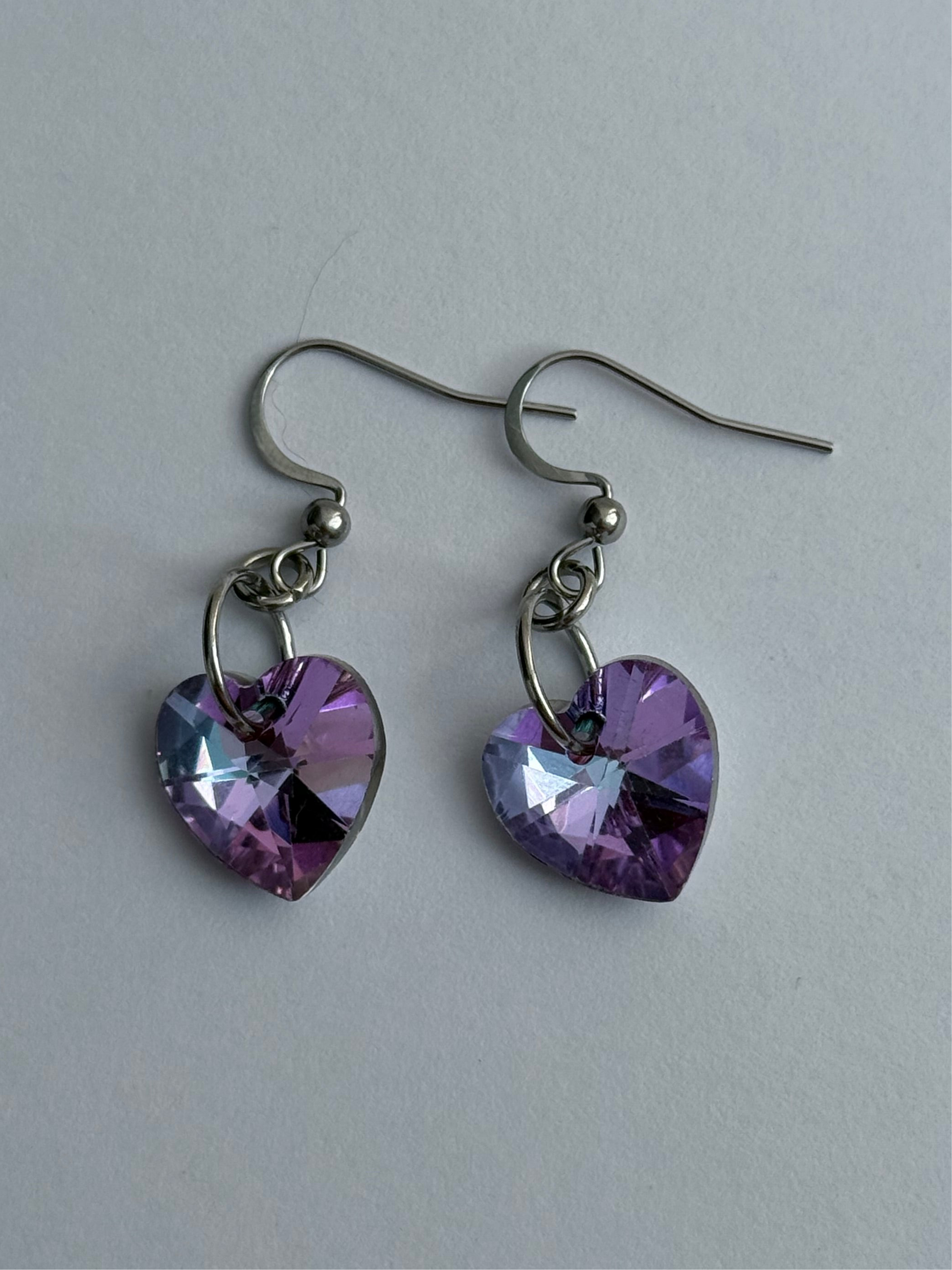 Violet Heart Earrings