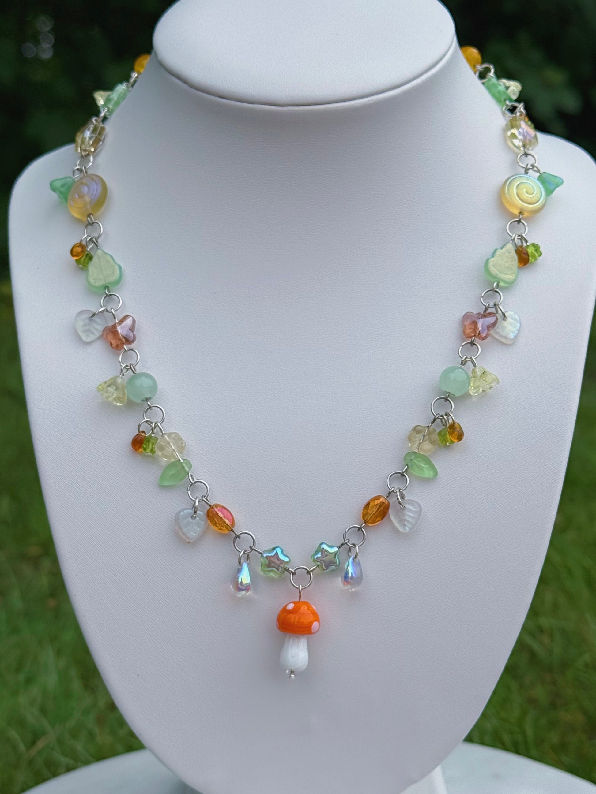 Orange Mushroom Necklace
