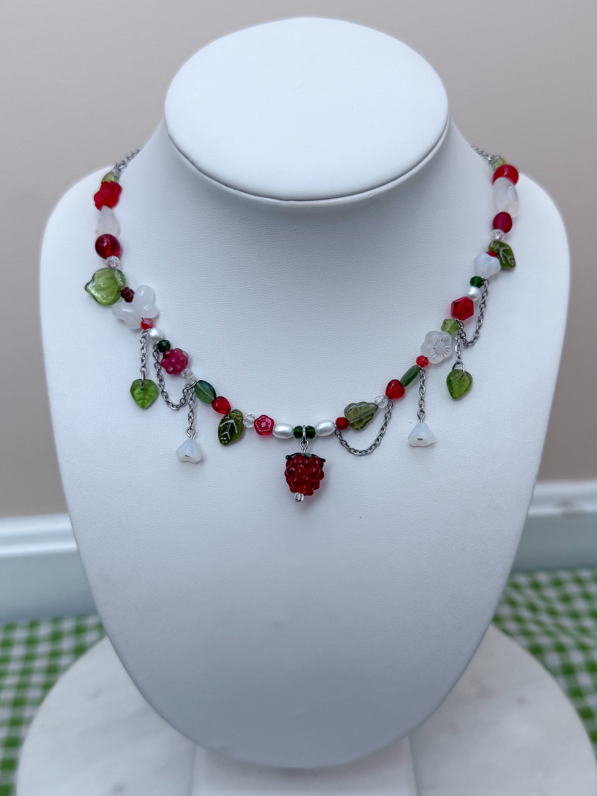 Raspberry Drop Necklace