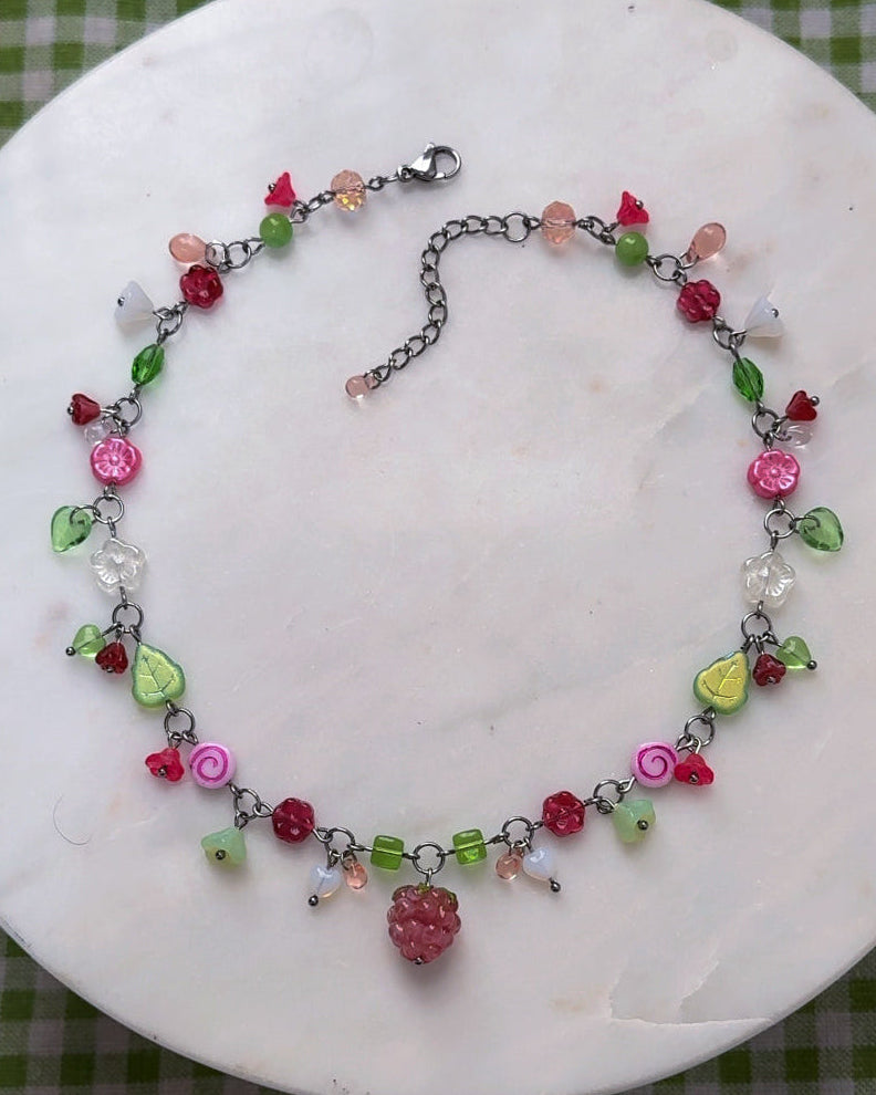 Raspberry Torte Necklace