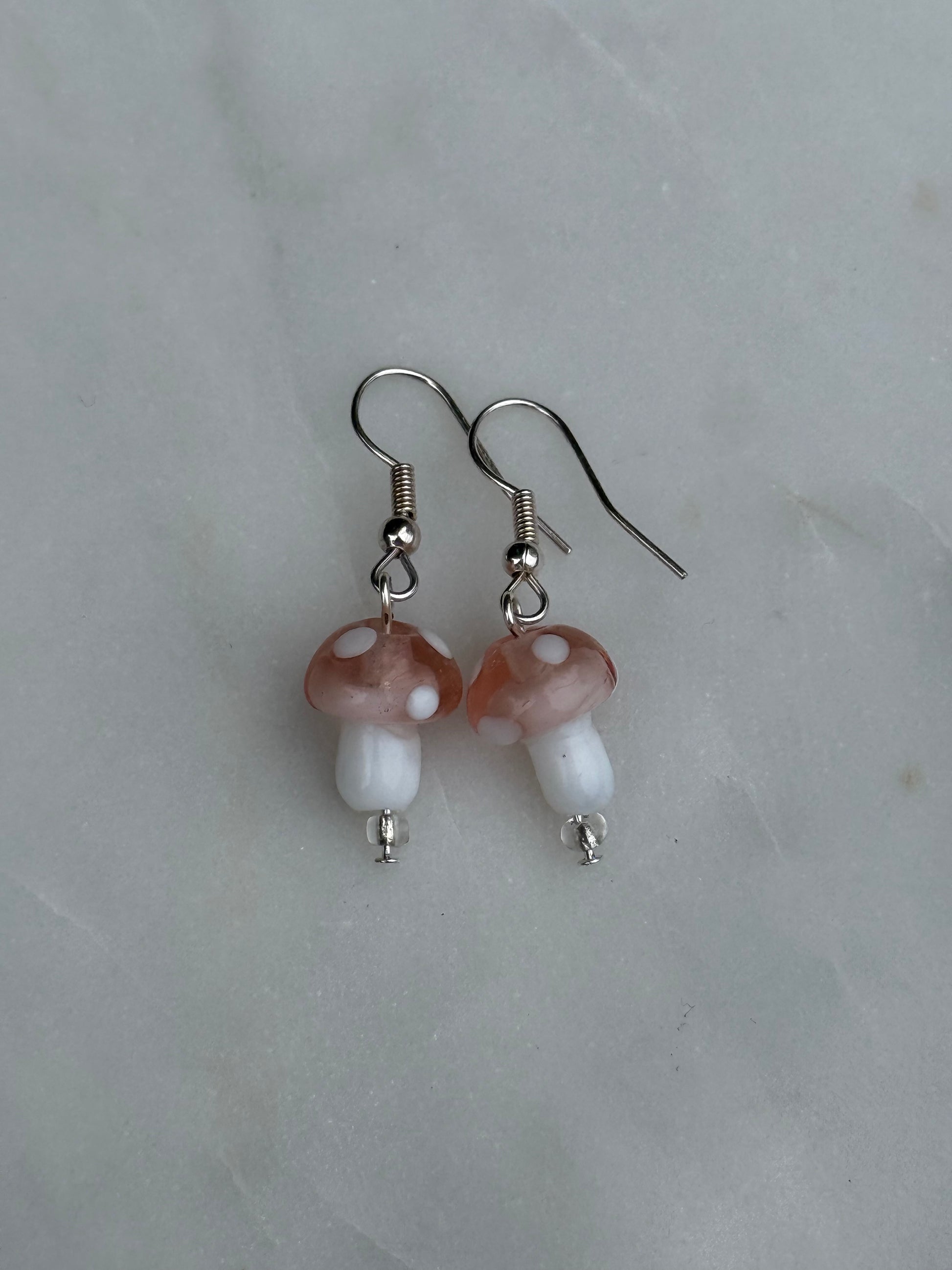 Pink Mushroom Earrings