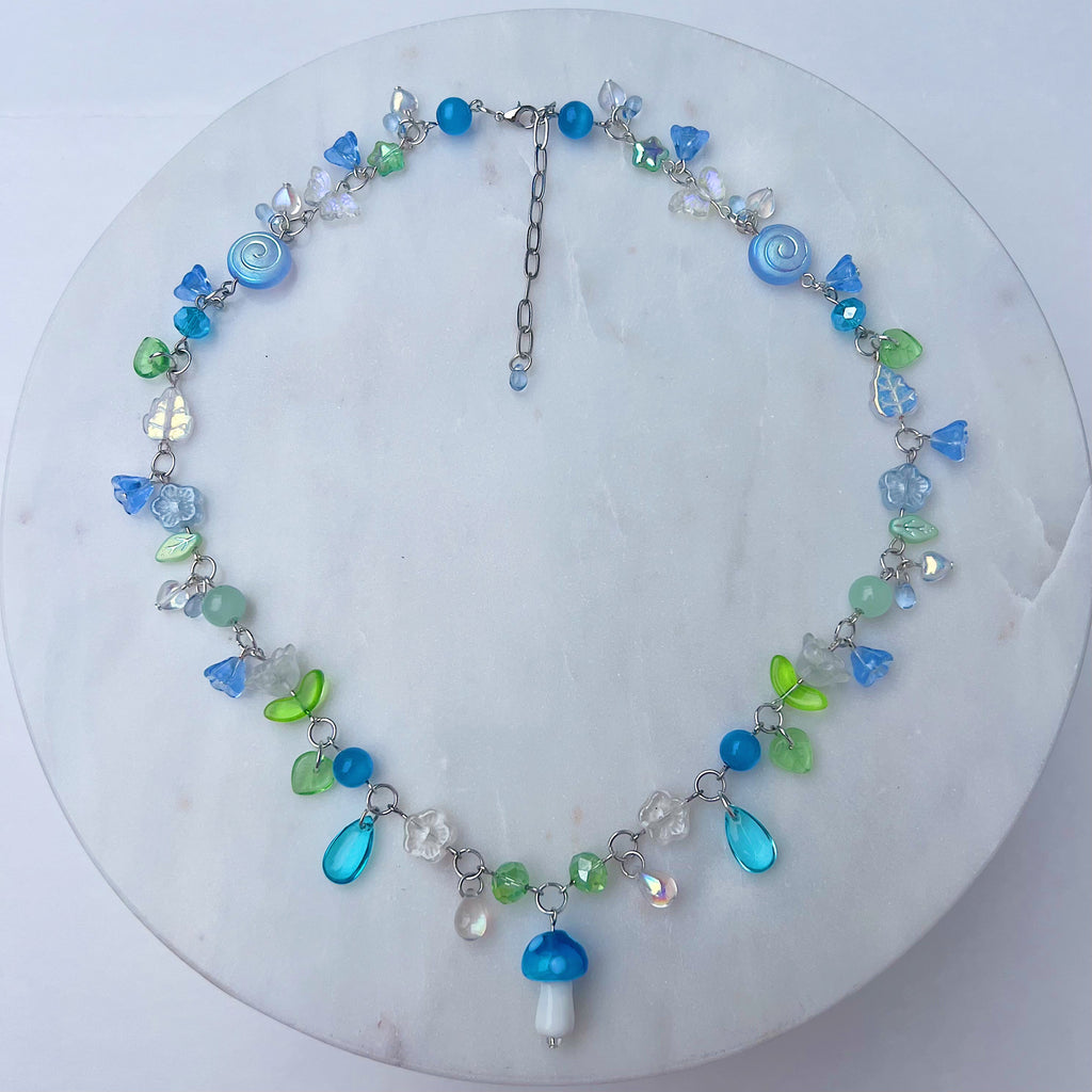 Light Blue Mushroom Necklace